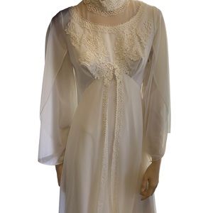 70’s Wide Sleeve Hippie/ Boho Wedding Dress White Sz Med